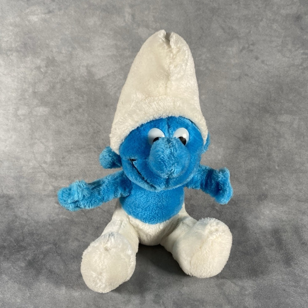 Peyo Wallace Berrie & Co Plush Smurf Stuffed Animal Blue Toy Doll Vintage 1978